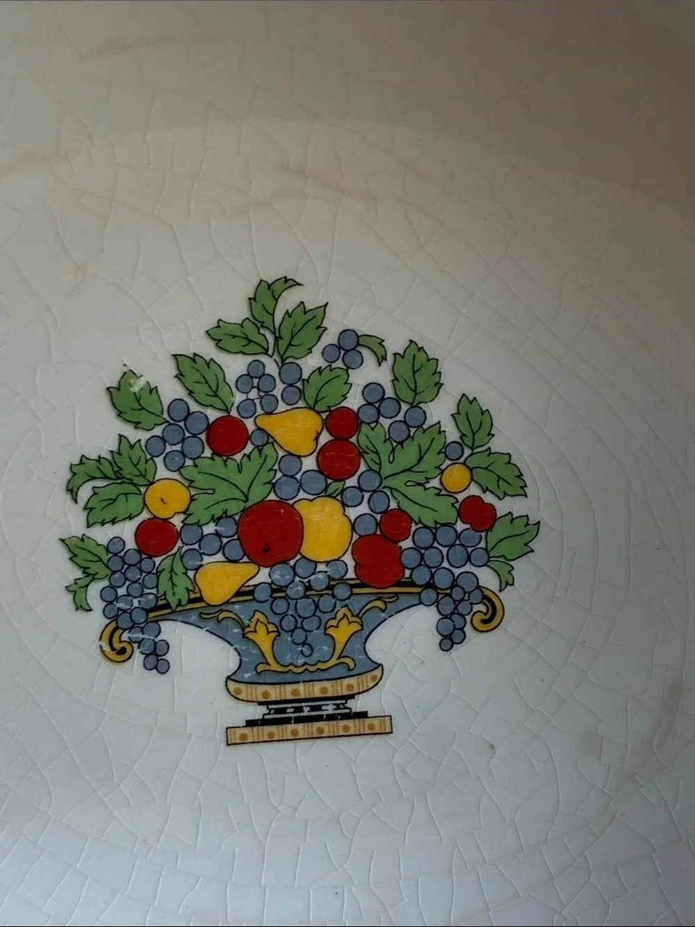 Vintage Pope Gosser 1151 Floral Fruit Pattern Serving Bowl